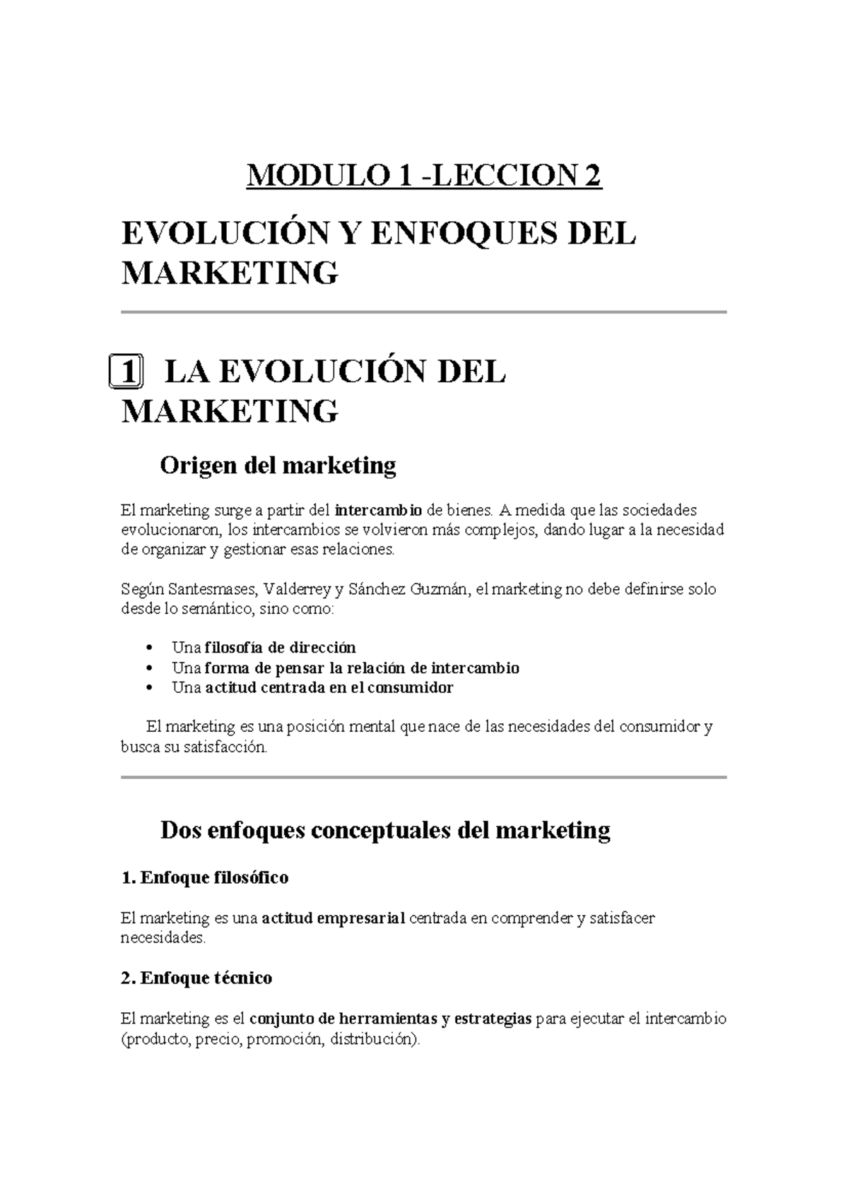 Resumen de la Lección 2: Evolución y Enfoques del Marketing - Módulo 1 ...