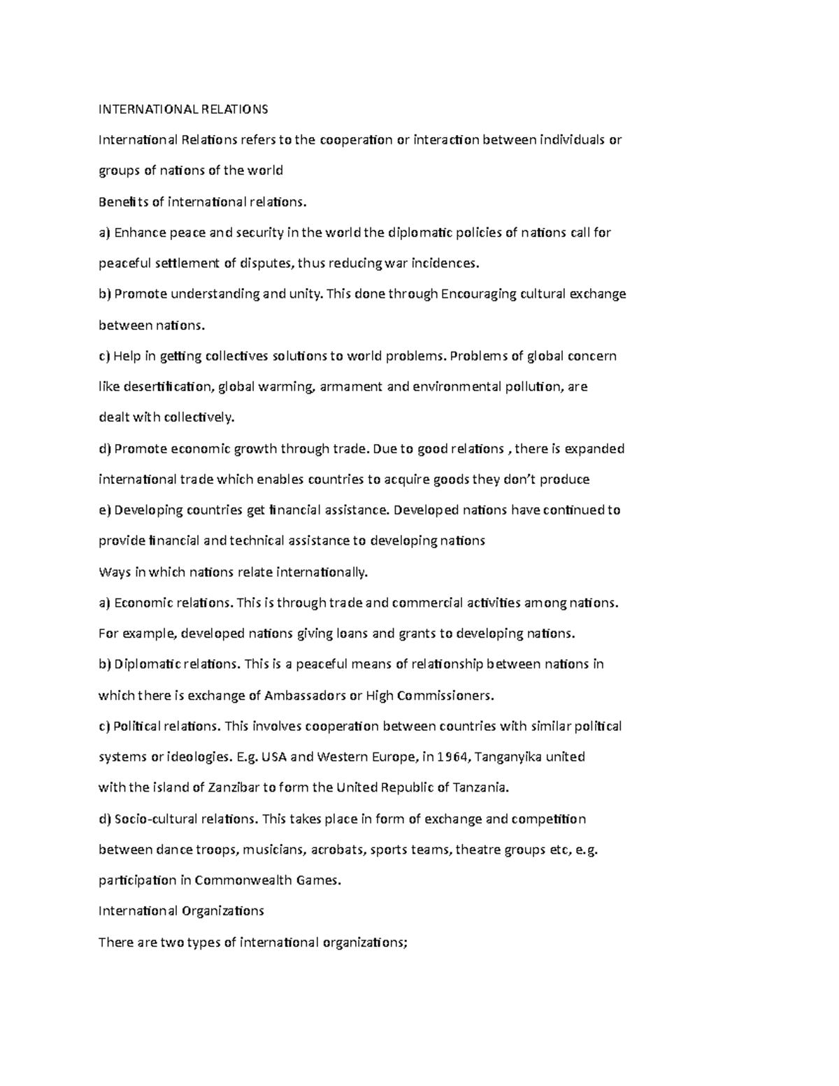 5 - Intro to International Relations: Key Concepts & Organizations ...