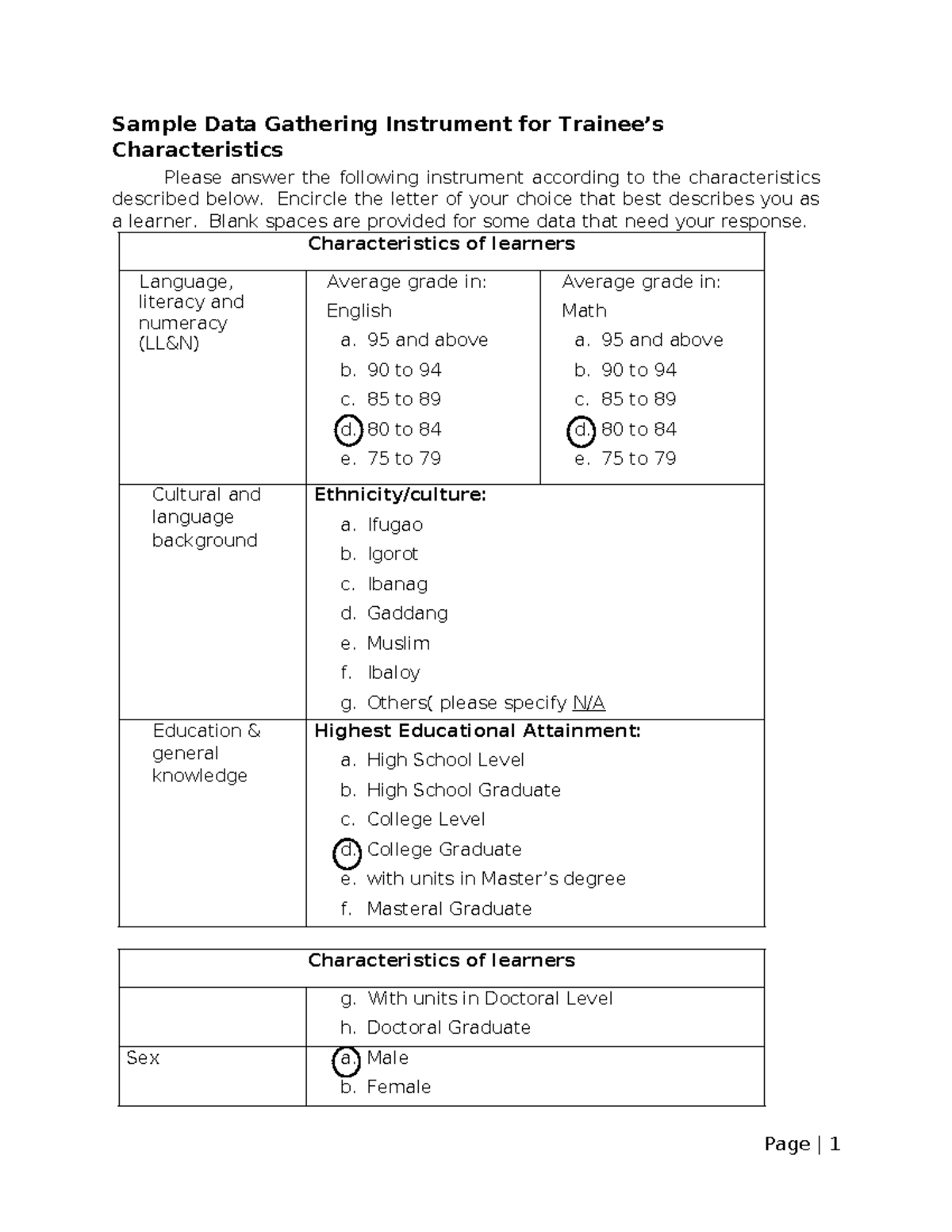 1. Data-Gathering-Instrument-for-Trainee - Sample Data Gathering ...