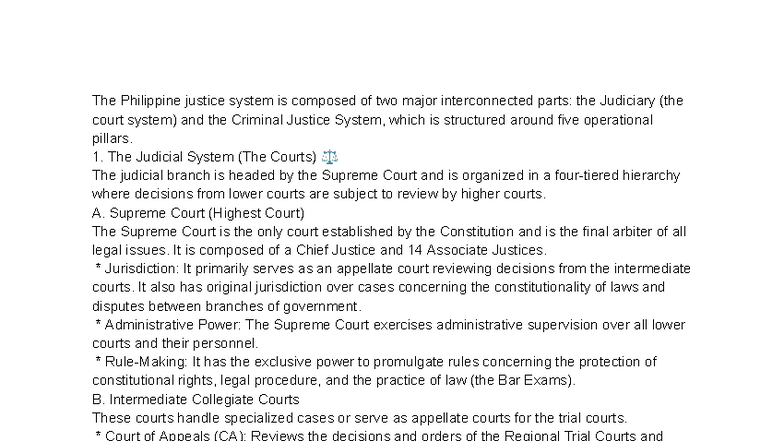 Philjus - Overview of the Philippine Justice System and Its Pillars ...
