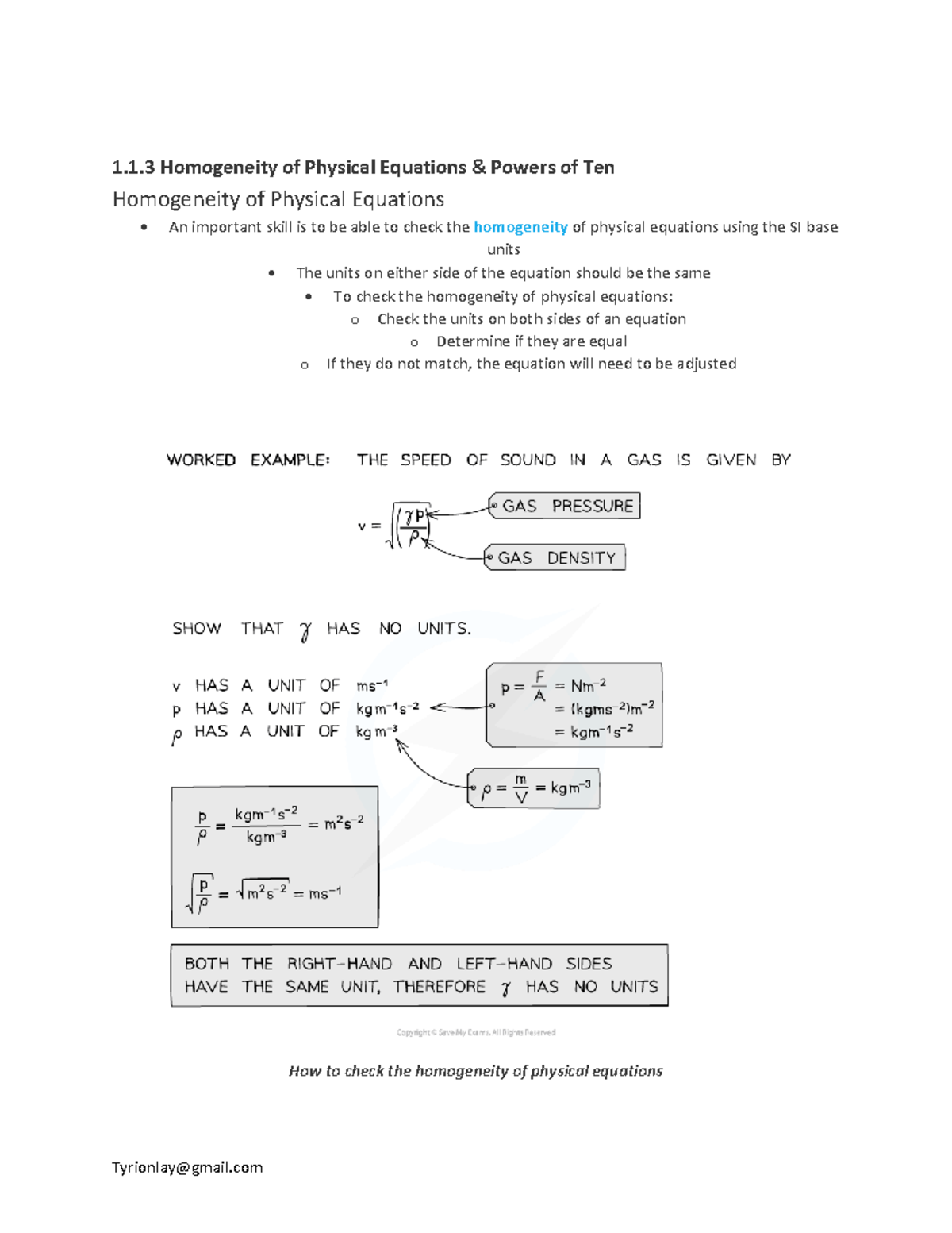 Homogeneity of Physical Equations & Powers of Ten - PHYSICS 9702 - Studocu