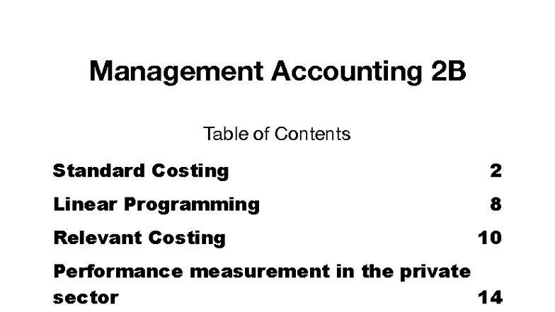 Management Accounting 2B: Weeks 4-6 Study Notes on Costing ...