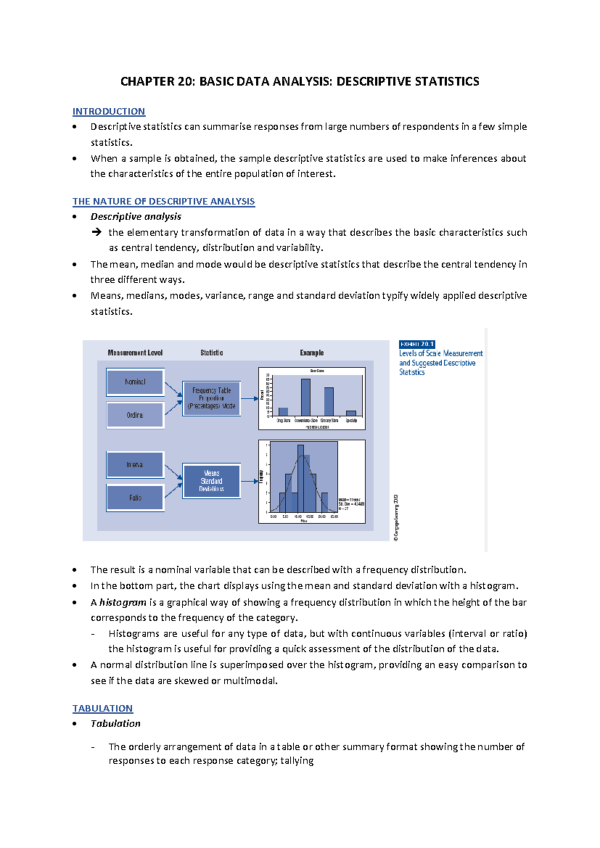 Chapter 20: Essential Notes on Descriptive Statistics Analysis - Studocu