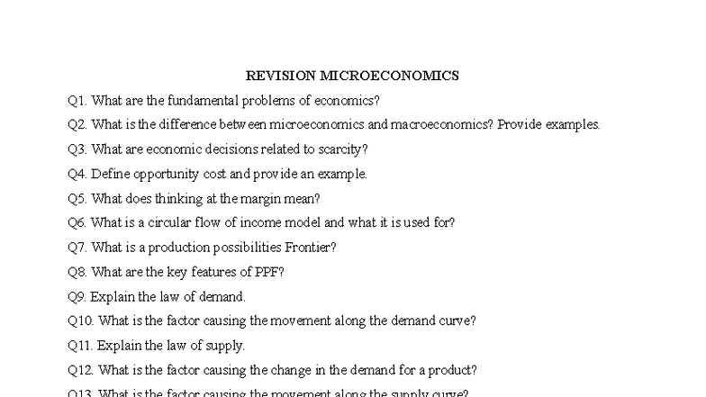 Revision - Microeconomics Final Exam Q1-Q49 - Studocu