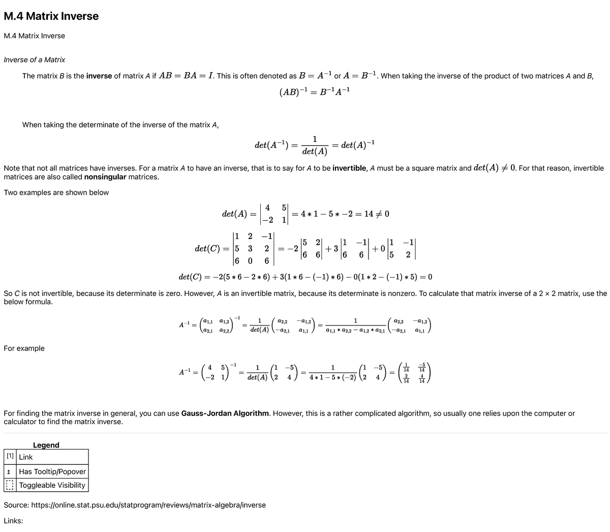 M.4 Matrix Inverse - Inverses and Calculation Methods - Studocu