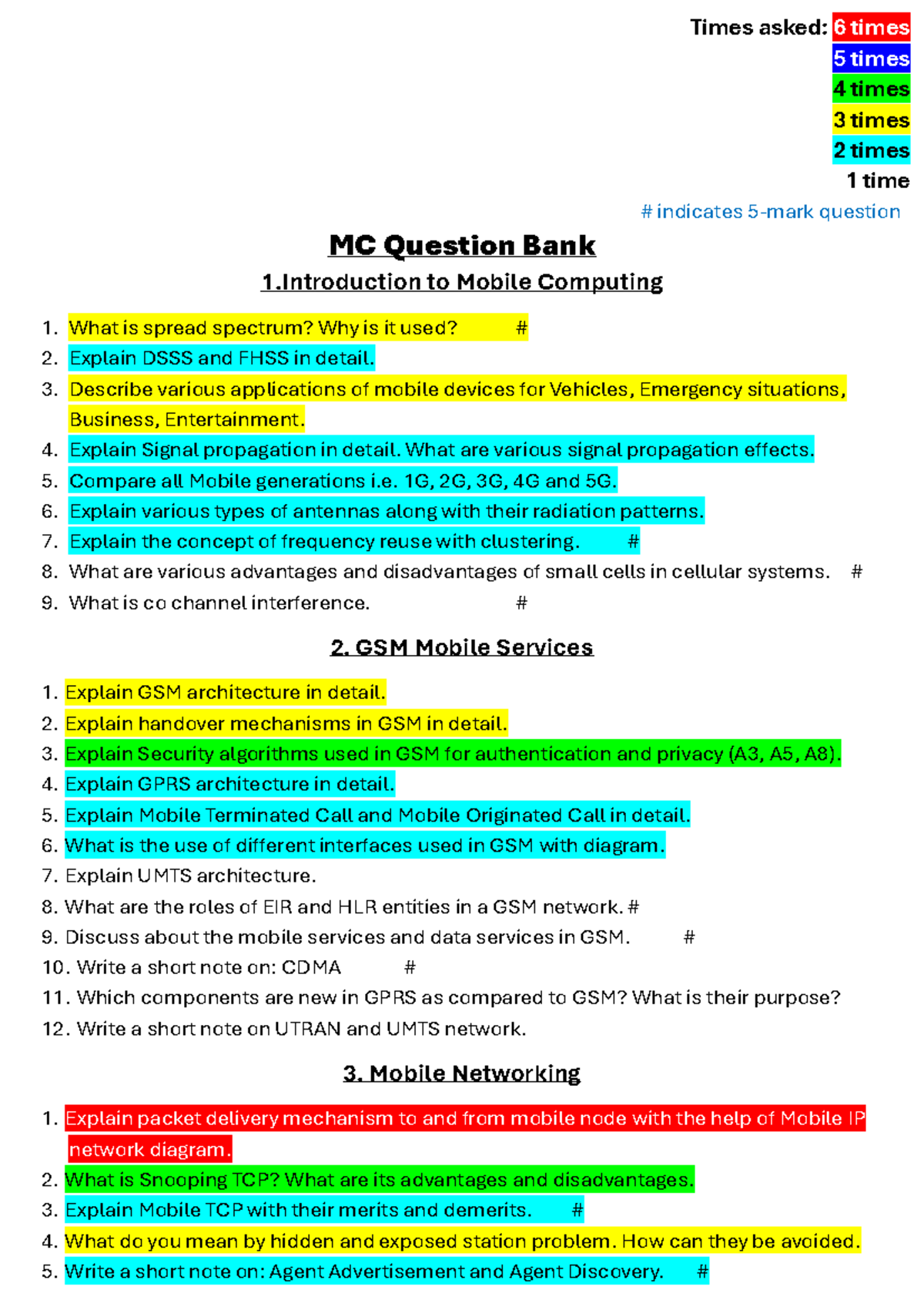 MC Question Bank for Mobile Computing (MC 101) - Comprehensive Study Guide - Document Preview
