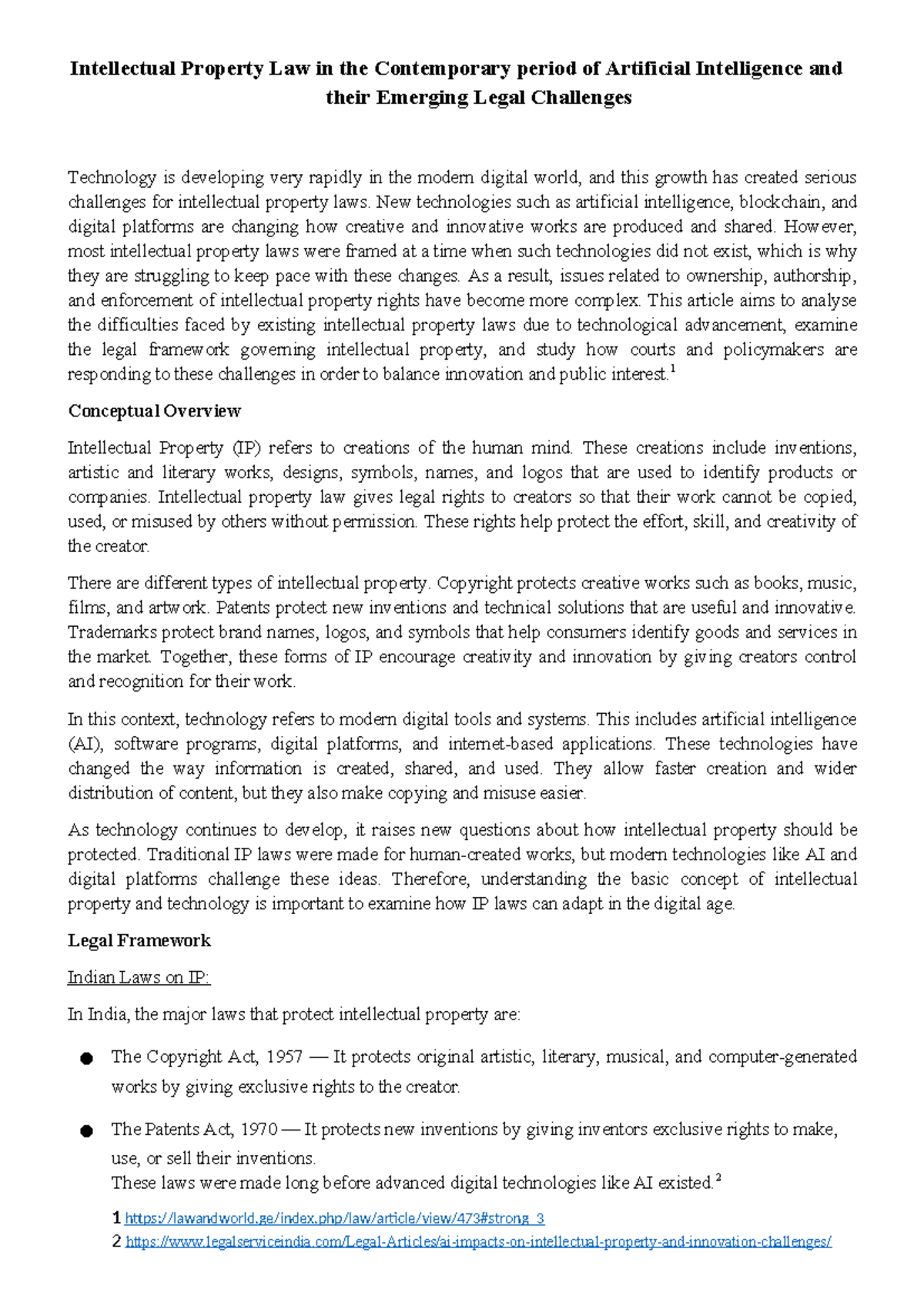 Intellectual Property Law & AI: Emerging Challenges in 2023 - Studocu