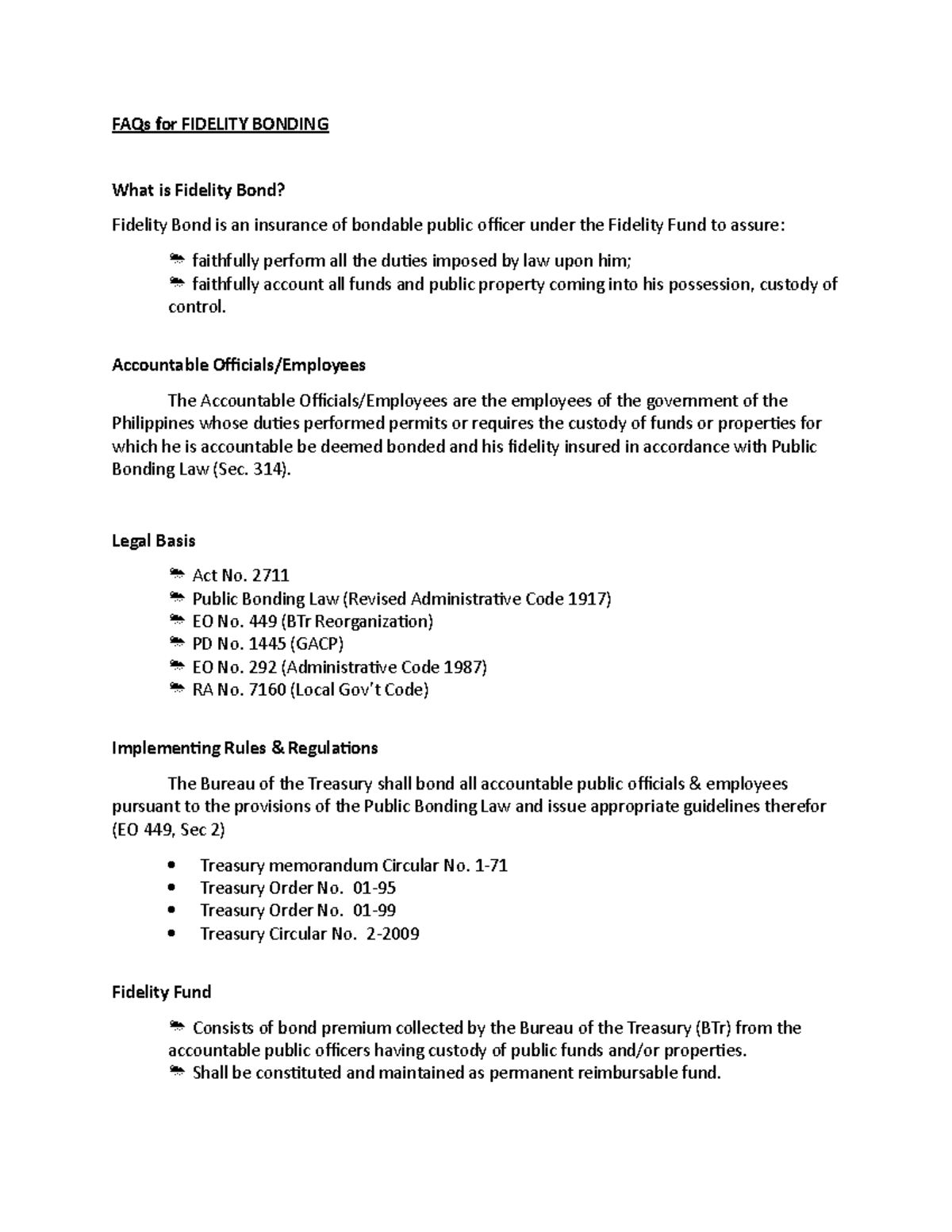 FAQs on Fidelity Bonding: Understanding Coverage & Regulations - Studocu