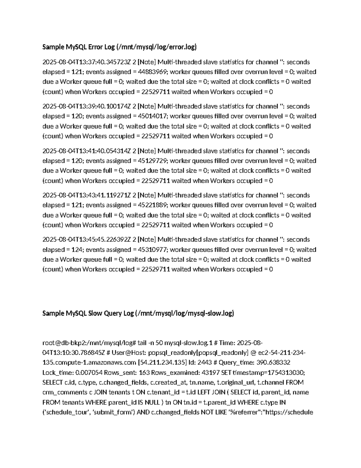 MySQL & MongoDB Error Log Analysis for CYBERICSCLASSSNSDAKJ - Studocu
