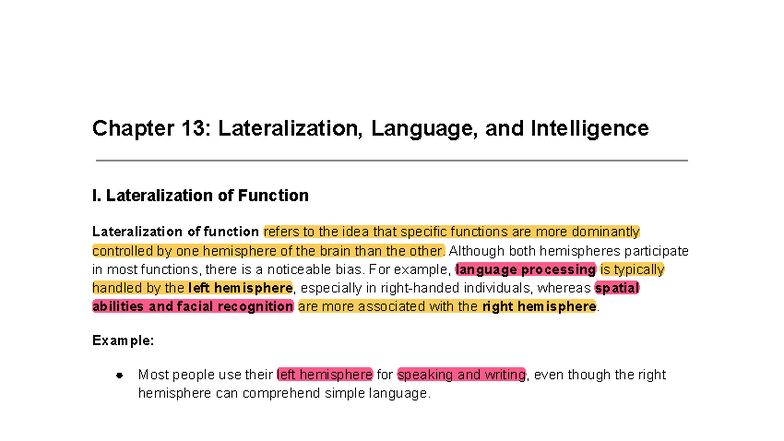 Biopsych 101: Chapter 13 - Lateralization, Language, and Intelligence ...
