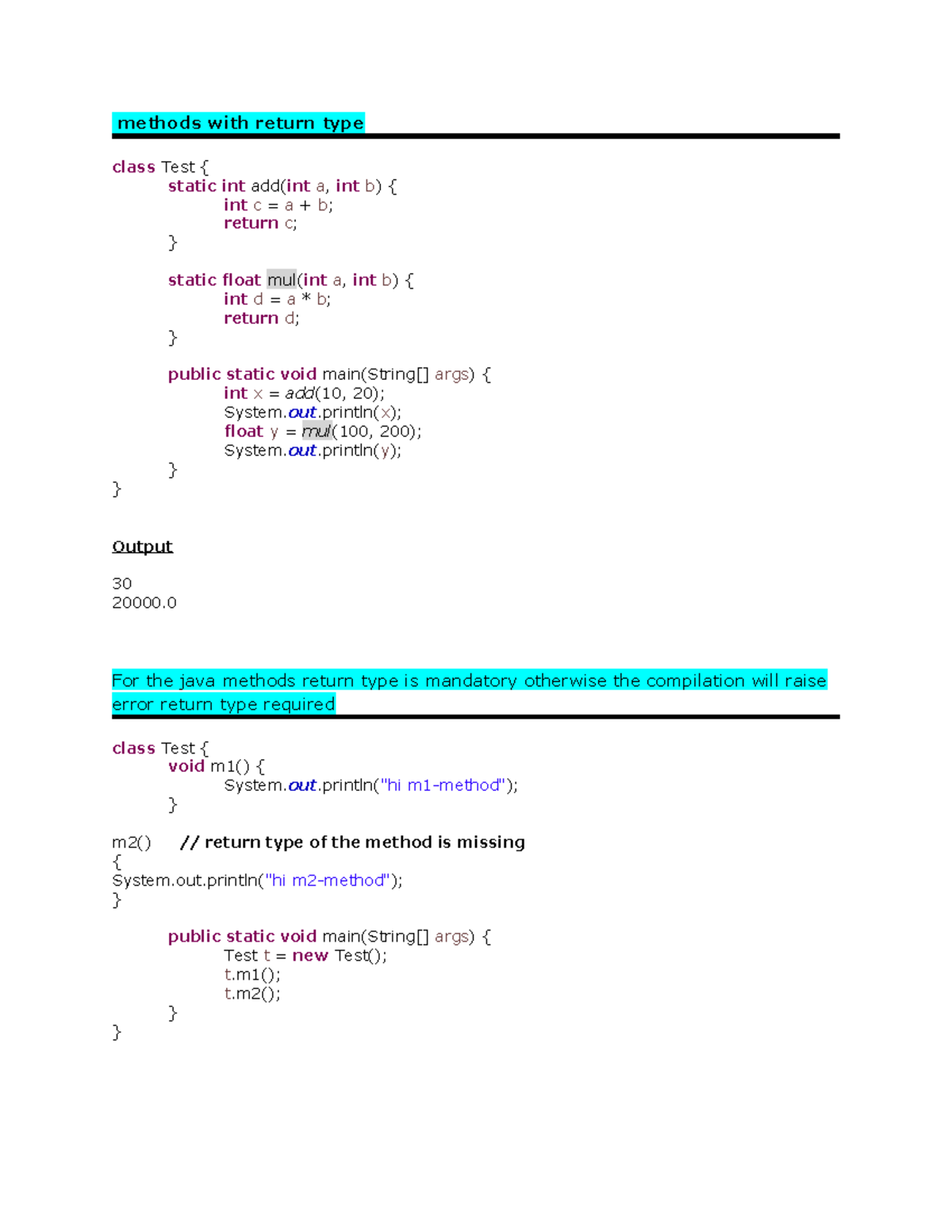 Day7 Method with Return Type - methods with return type class Test ...