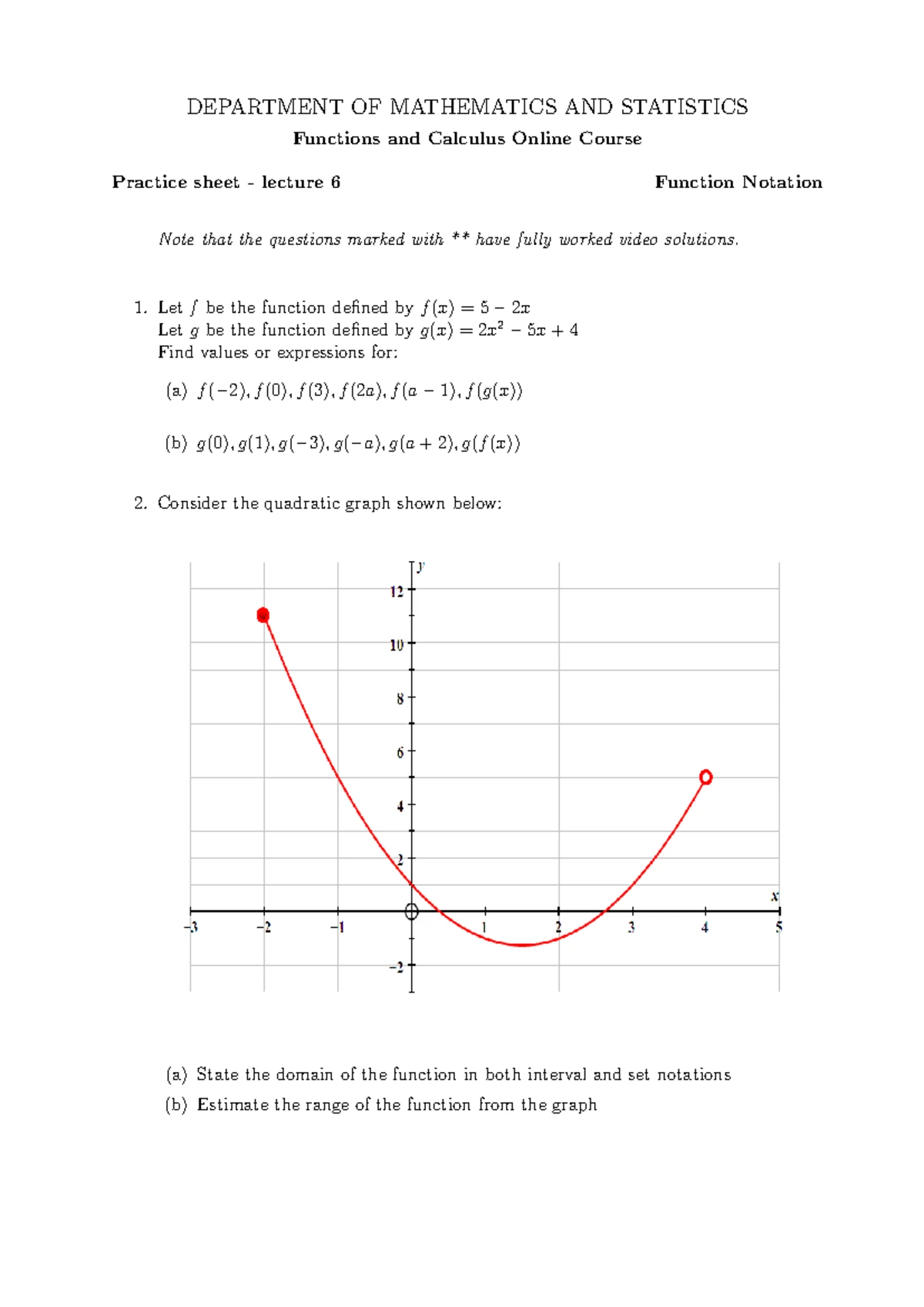 MATH 101: Functions & Calculus Lecture 4 Practice Sheet on Index Laws ...