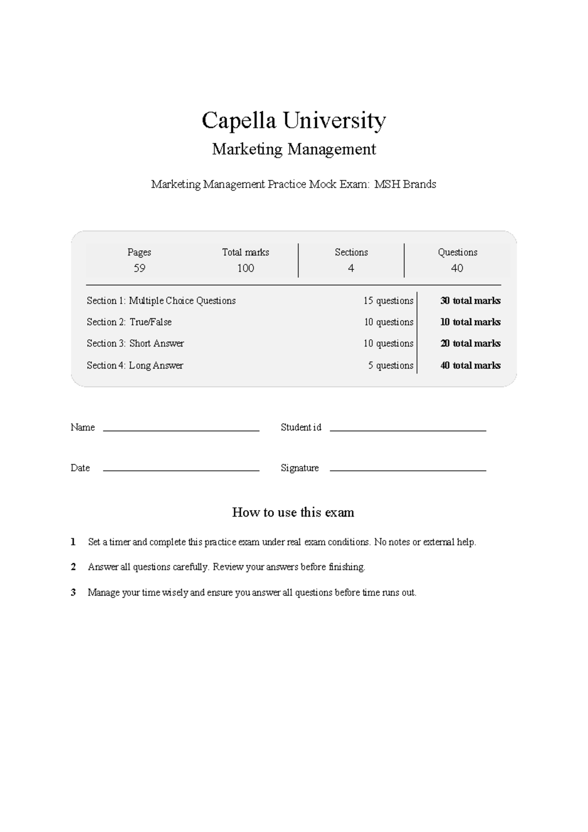 MBA-FPX5012 Marketing Management Practice Mock Exam 2026 - Studocu