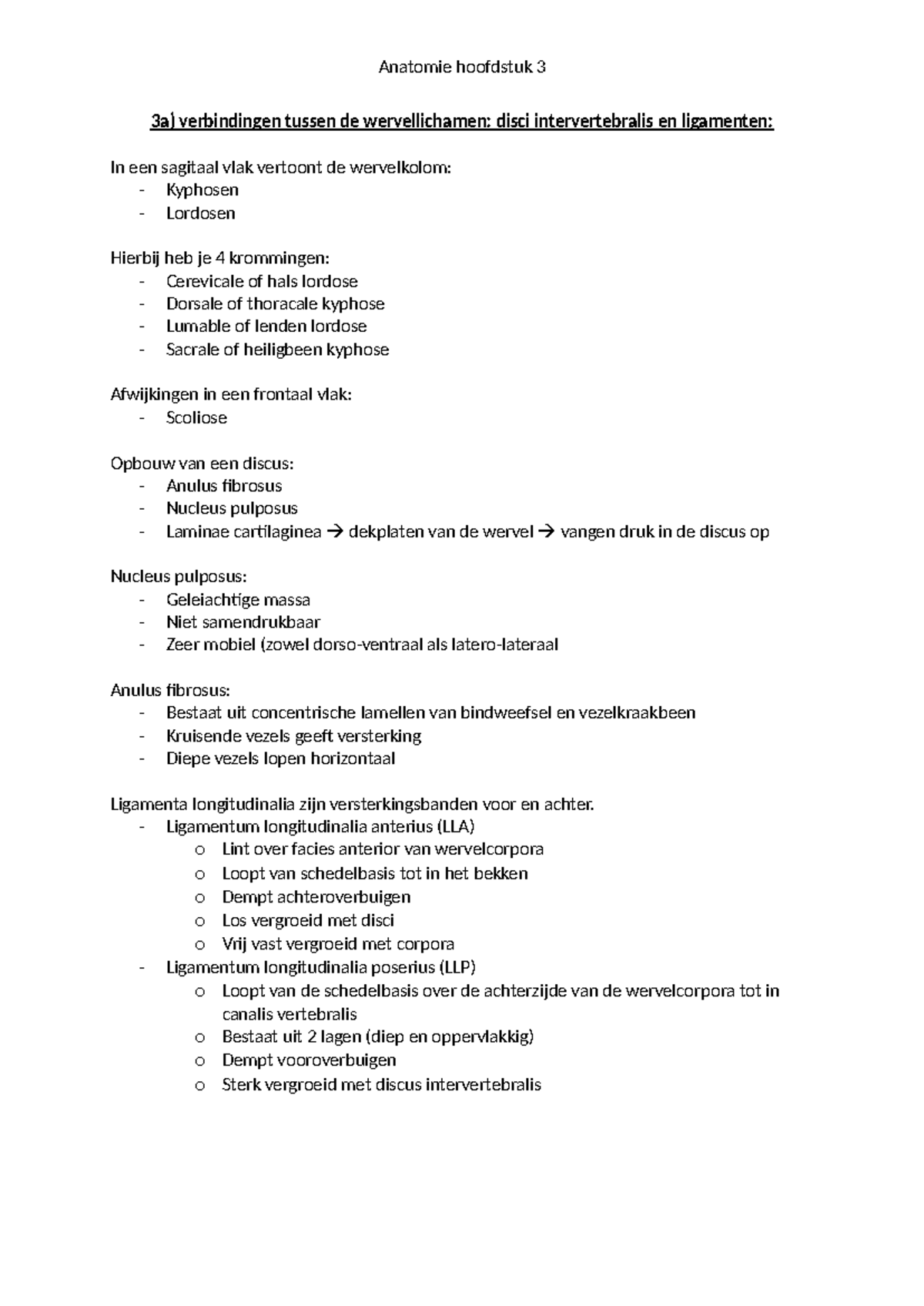 Anatomie Hoofdstuk 3: Verbindingen tussen Wervellichamen en Wervelbogen ...