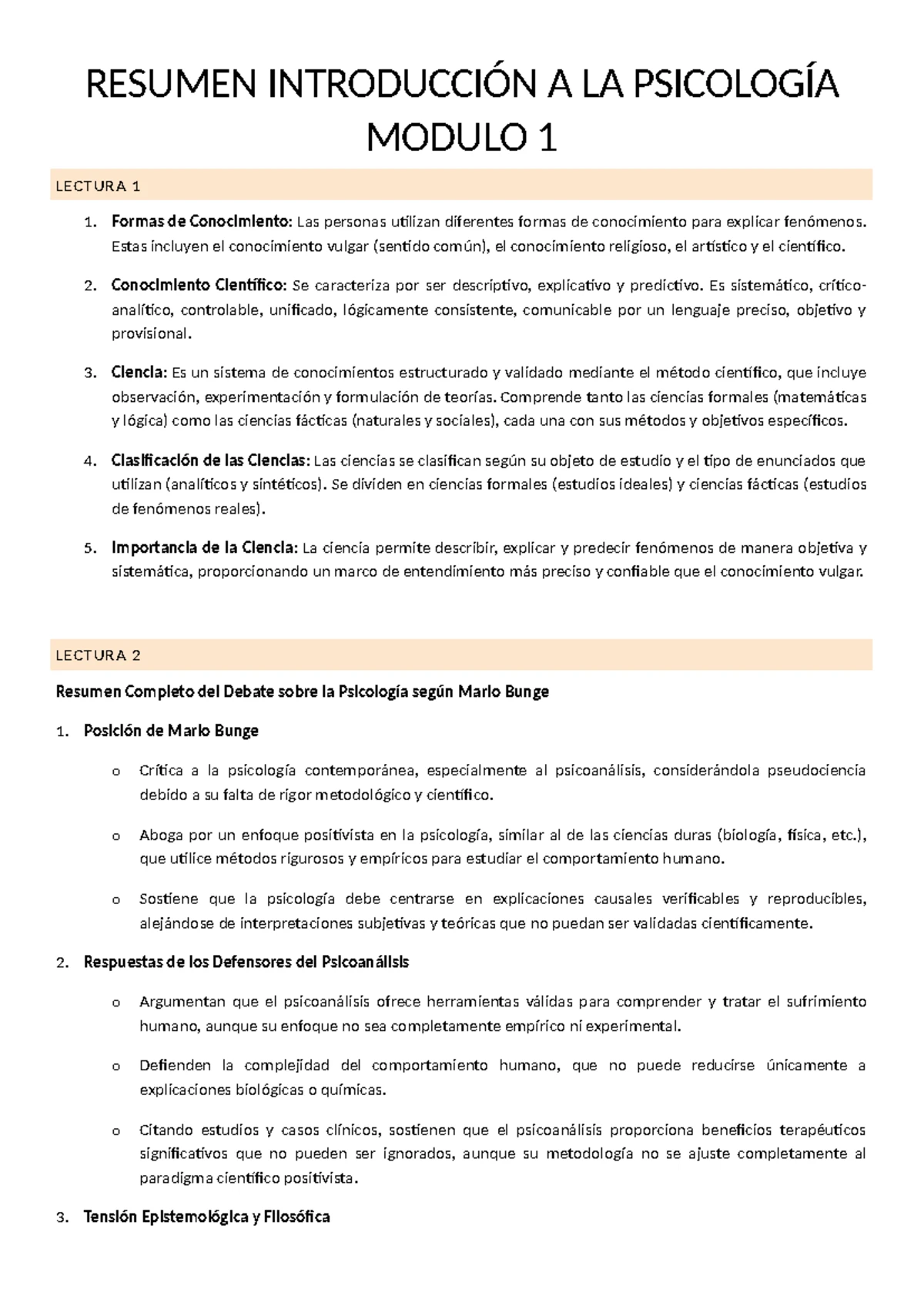 Resumen de Módulos 1 y 2 de Introducción a la Psicología - Apuntes ...
