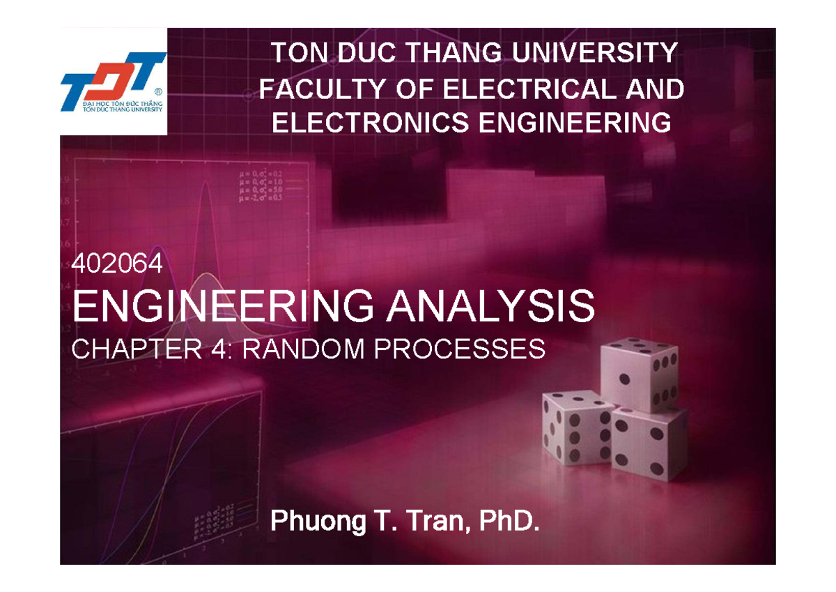 402064 - Engineering Analysis - Chapter 4: Random Processes - Studocu