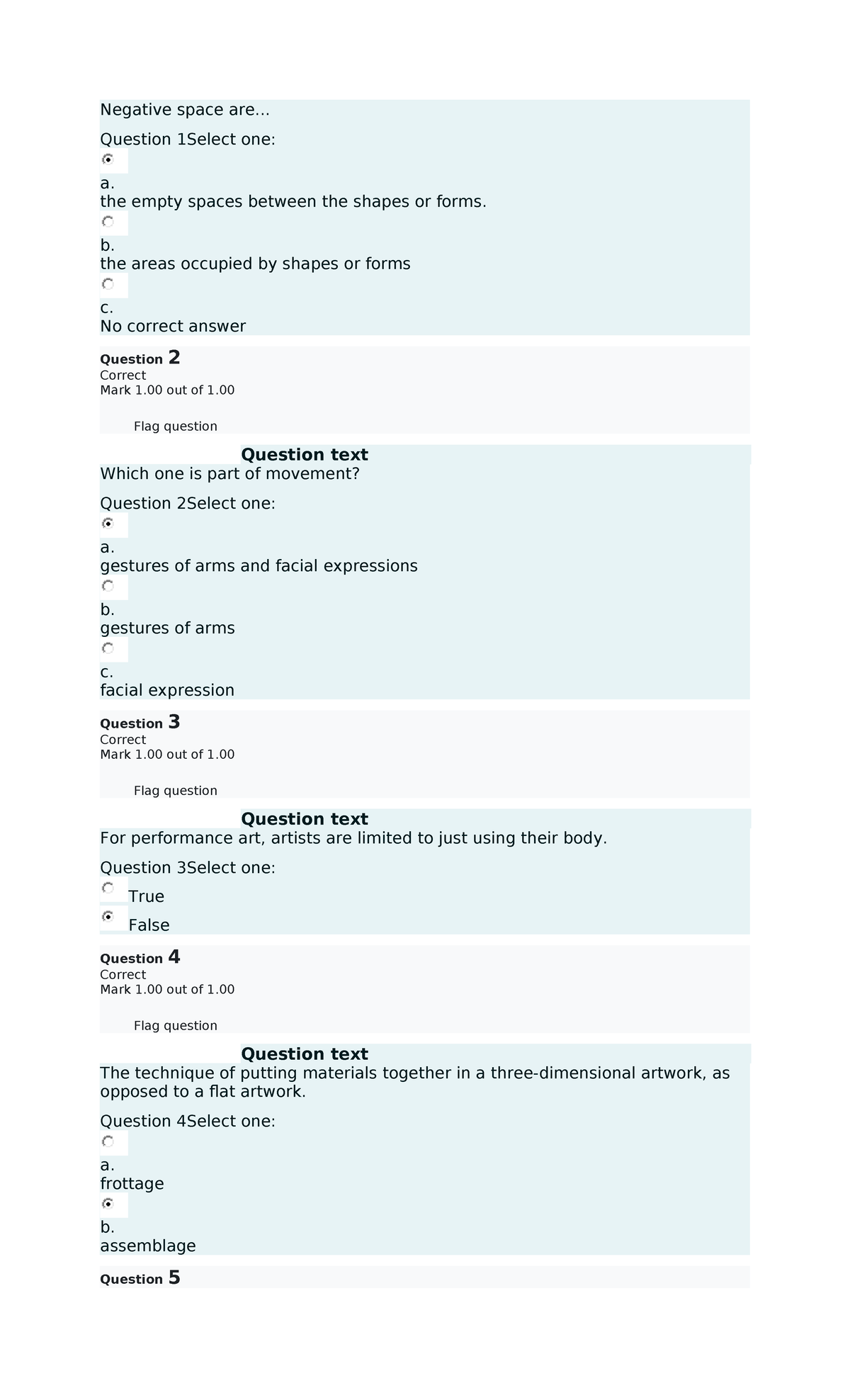 CPAR: Q1 Written Work 1 - Art Concepts and Elements Quiz - Studocu