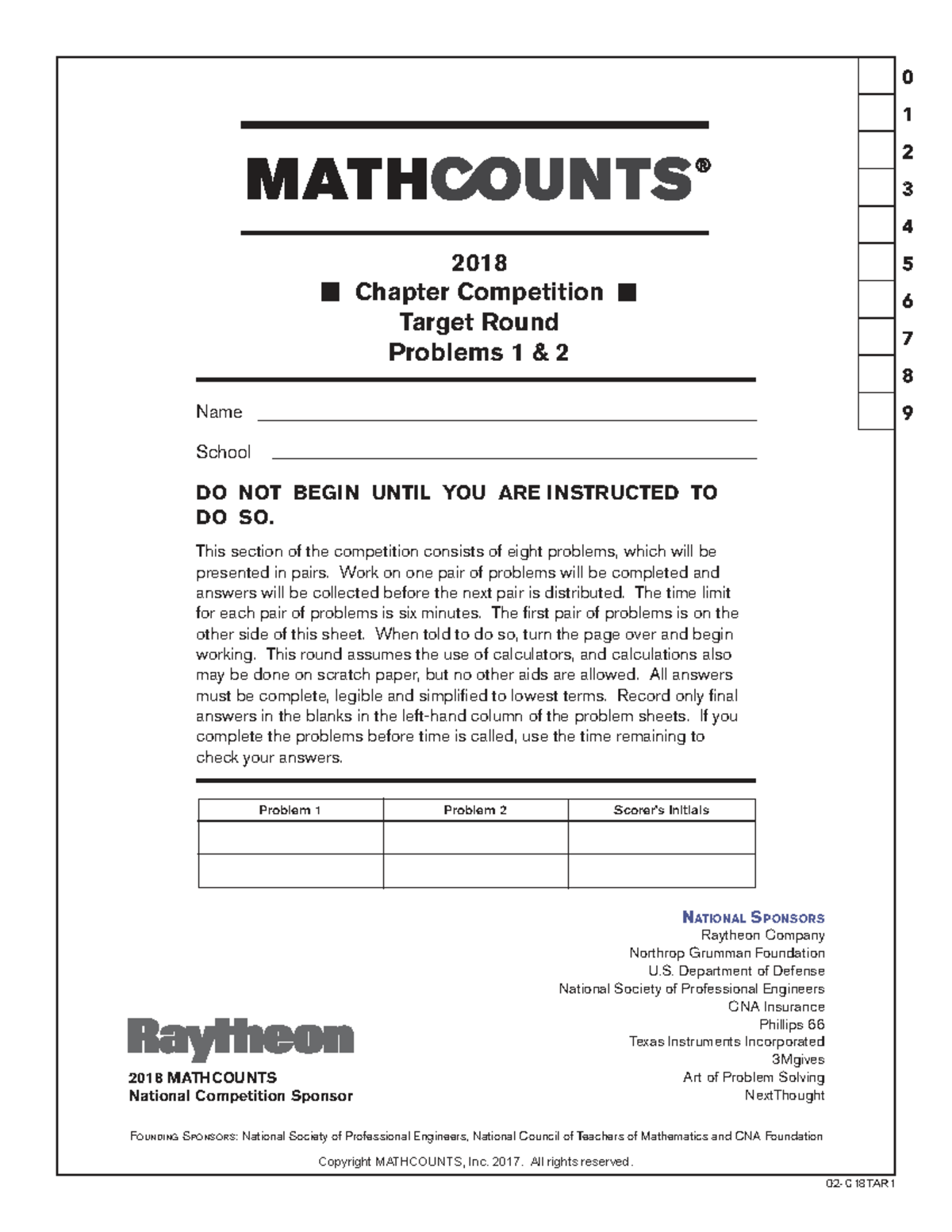 2018 MATHCOUNTS Chapter Competition Target Round Problems - Studocu