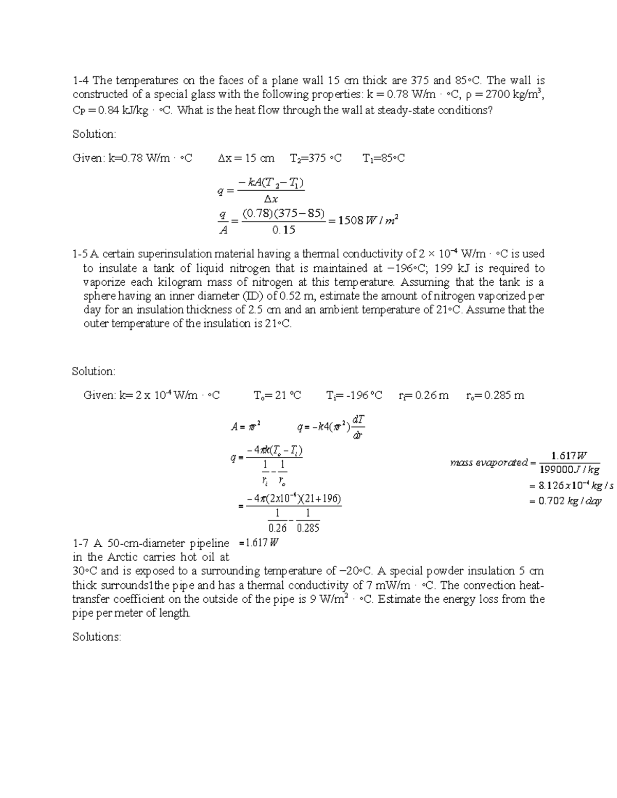 Heat Transfer Analysis of Insulated Walls and Pipes (ENG 101) - Studocu