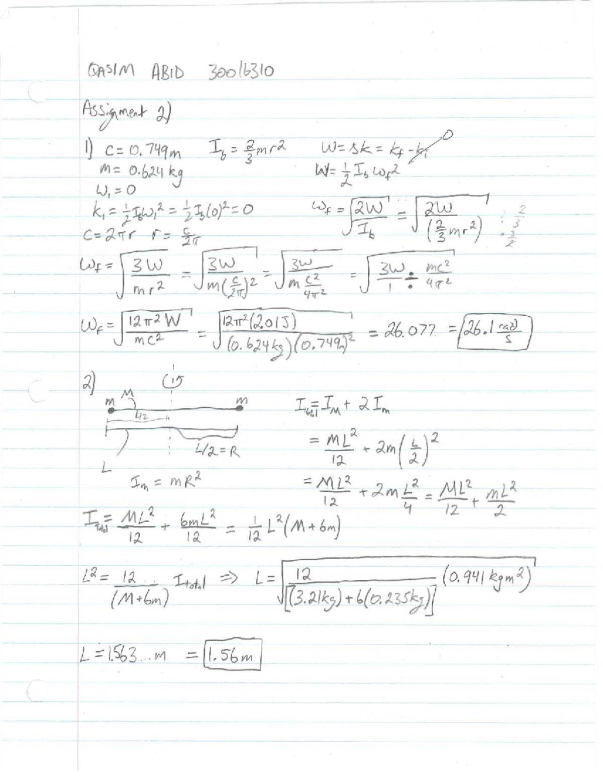 Phys 321 Assignment 2 - Detailed Solutions and Calculations - Studocu