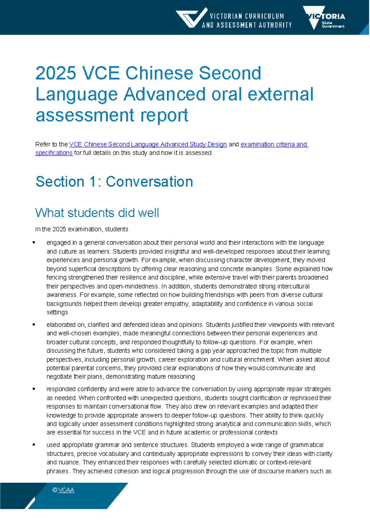 2025 VCE Chinese Second Language Advanced Oral Assessment Insights ...