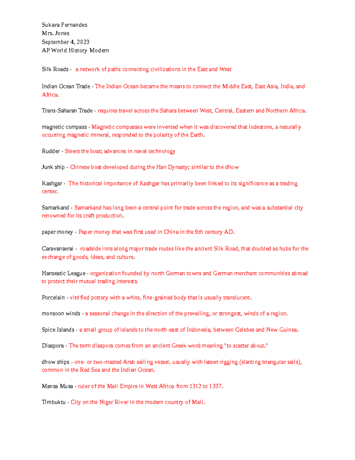 AP World History Modern Unit 2 Vocabulary Study Notes - Studocu