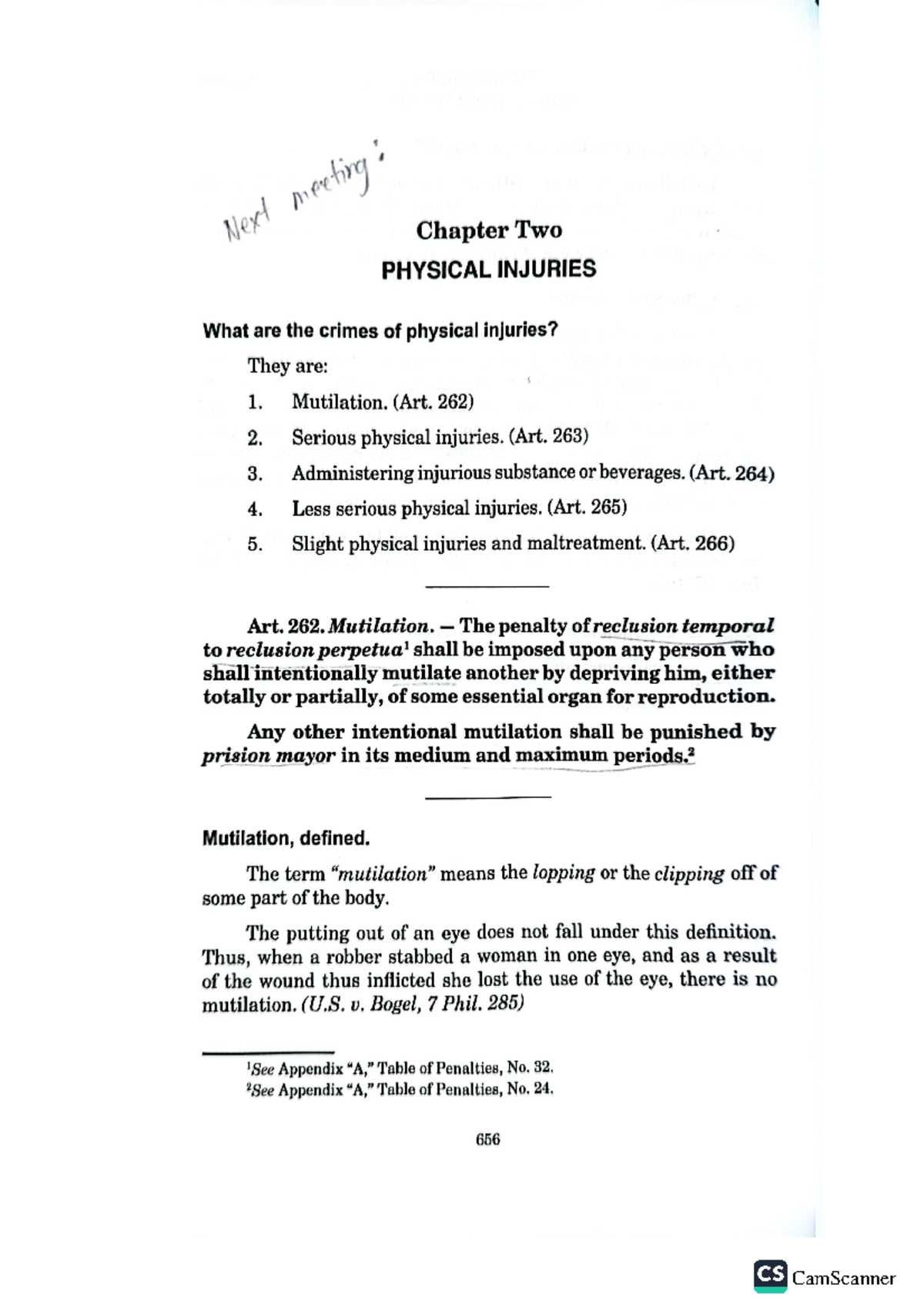 Crim Law II Final Exam Chapter 2: Understanding Physical Injuries - Studocu