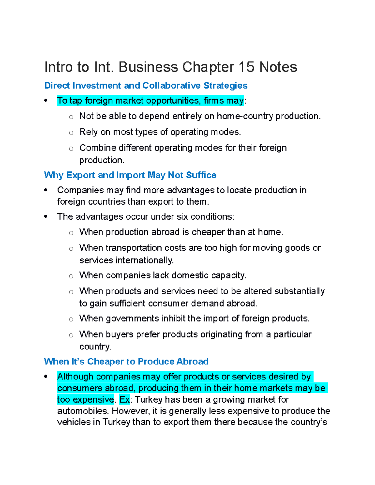 Introduction to International Business Chapter 15 Notes - Intro to Int ...