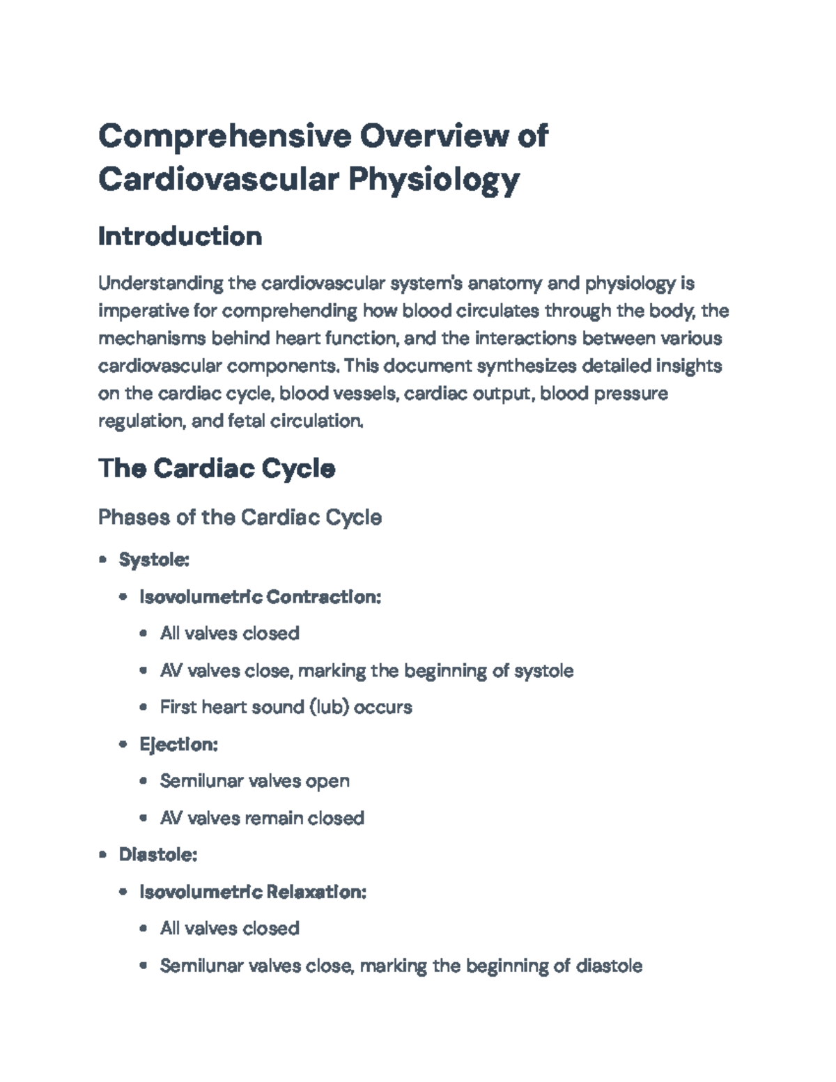 Cardiovascular Physiology Overview: Key Concepts and Mechanisms ...