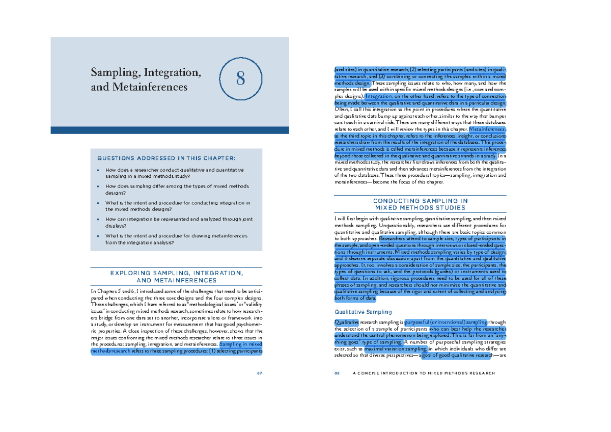 Sampling, Integration, and Metainferences in Mixed Methods Research ...