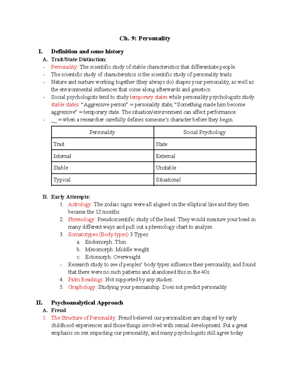 PSY 110 Midterm Lecture Notes on Personality and Intelligence - Studocu