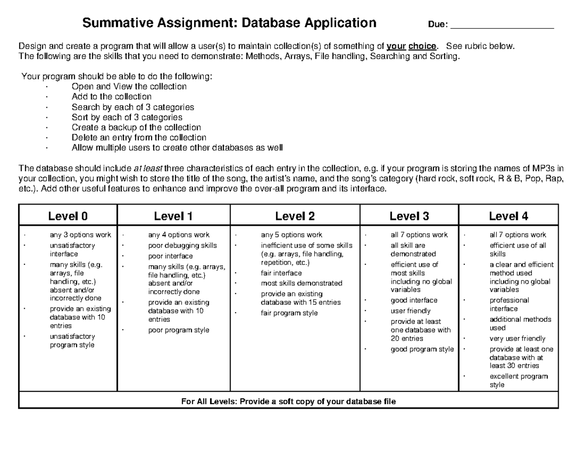 Database Application Assignment: Design & Implementation Guide - Studocu