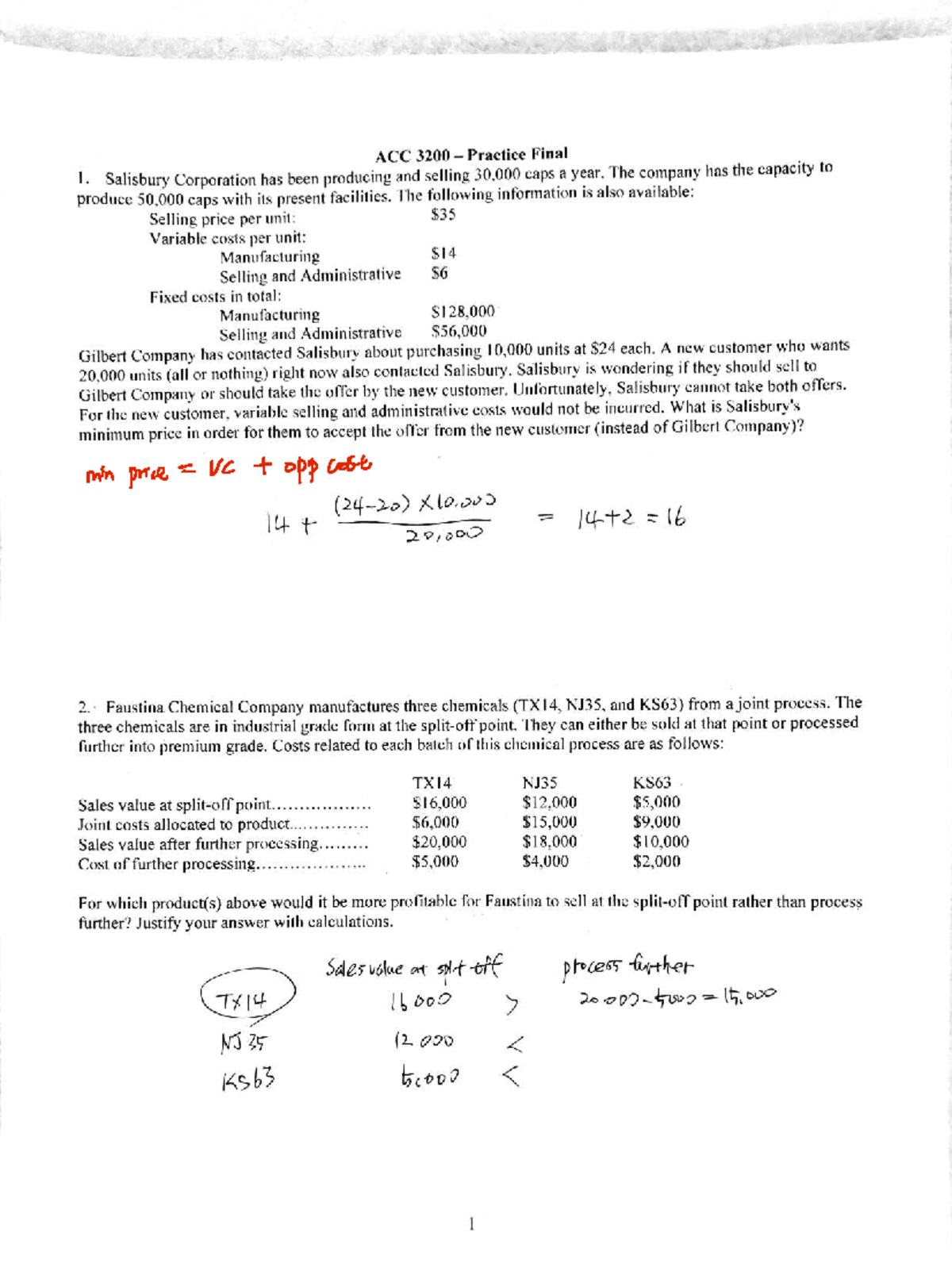 ACC 3200 Practice Final Exam Solutions - Set 1 (Fall 2025) - Studocu