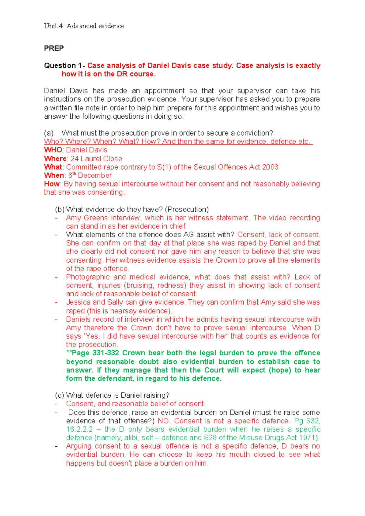 WS4 - SQE2 Criminal Litigation Workshop 4 - PREP Question 1- Case ...