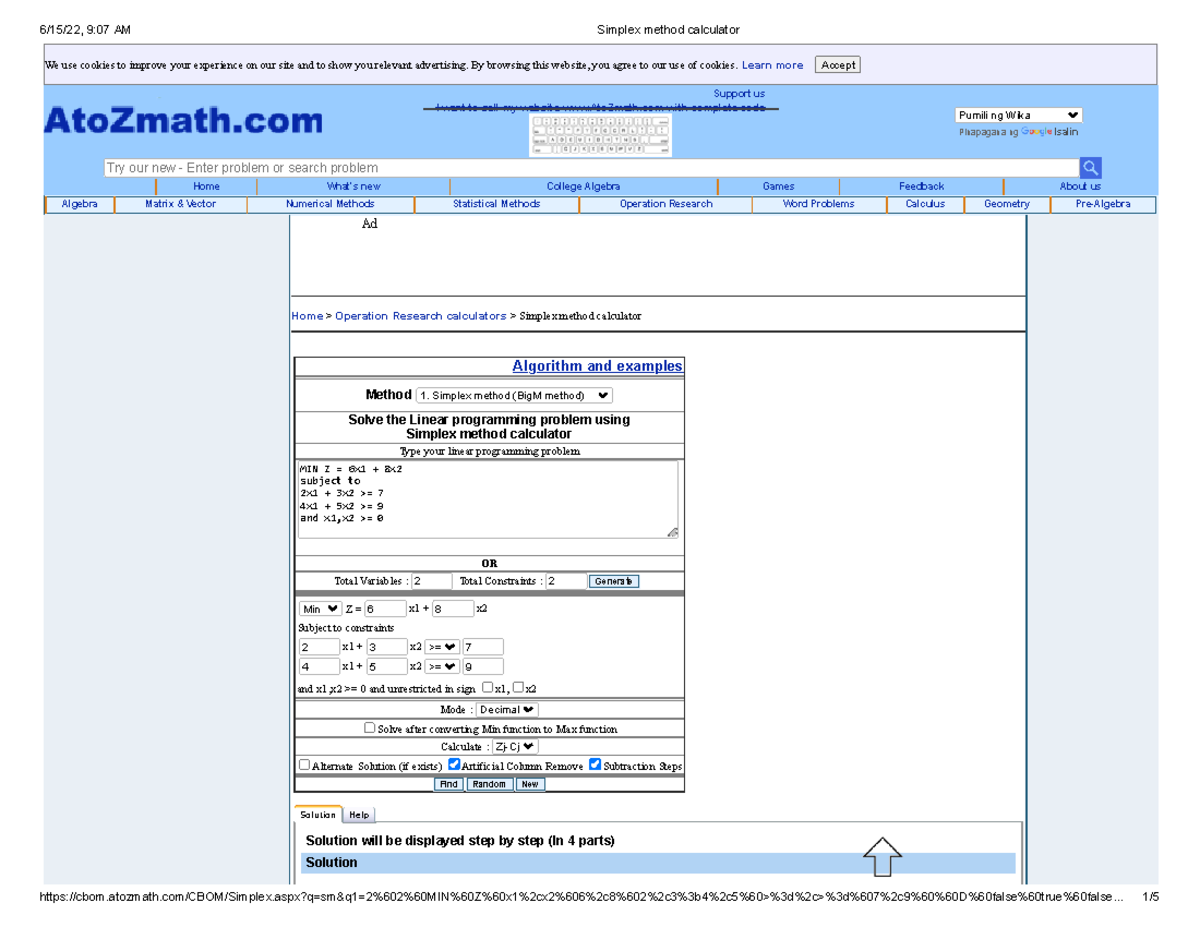 Simplex Method Calculator: Step-by-Step Guide for Linear Problems - Studocu