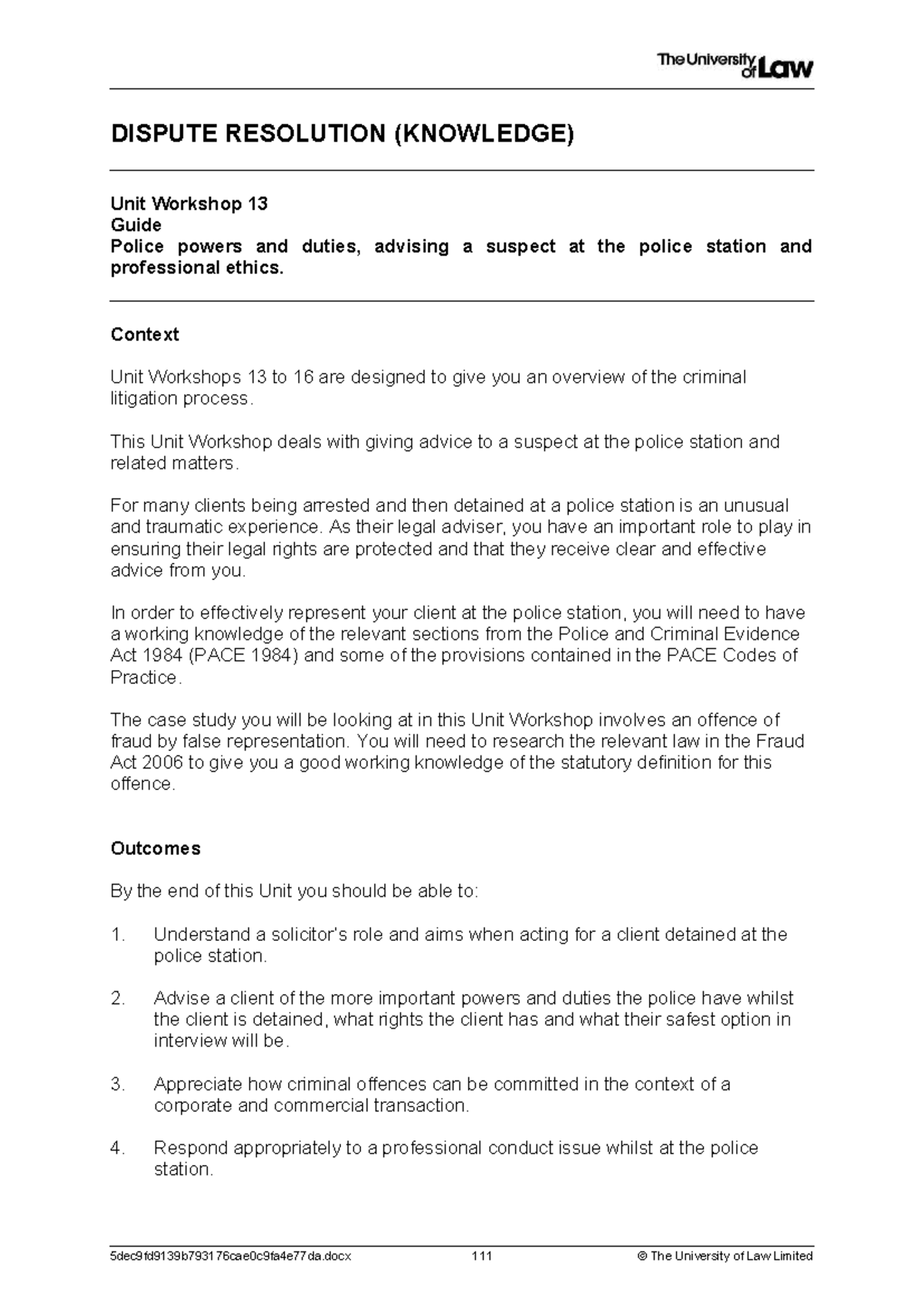 Dispute Resolution (WS 13): Police Powers, Ethics & Client Advice Guide ...