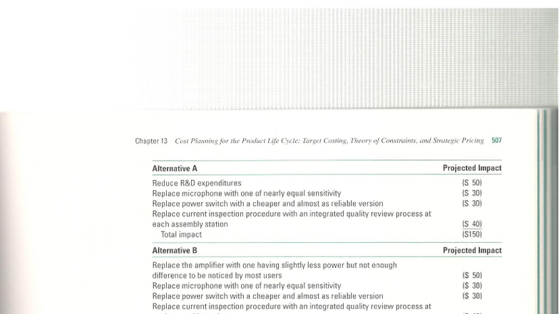 Chapter 13: Cost Planning & Target Costing in HPI Manufacturing - Studocu