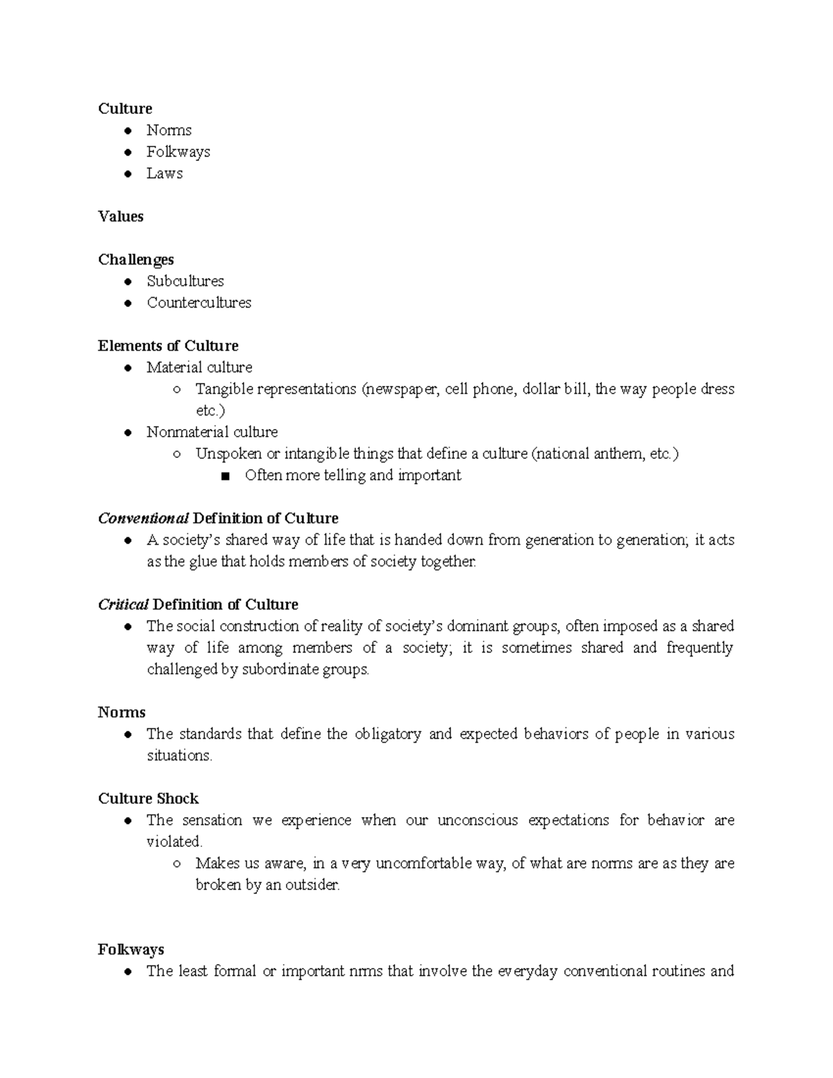 Sociology Lecture Notes: Understanding Culture and Norms - Studocu
