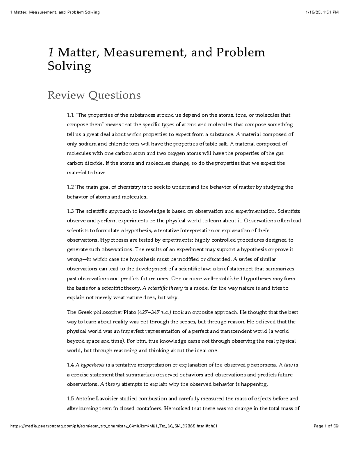 Chapter 1: Matter, Measurement, and Problem Solving - Class Notes (51 ...