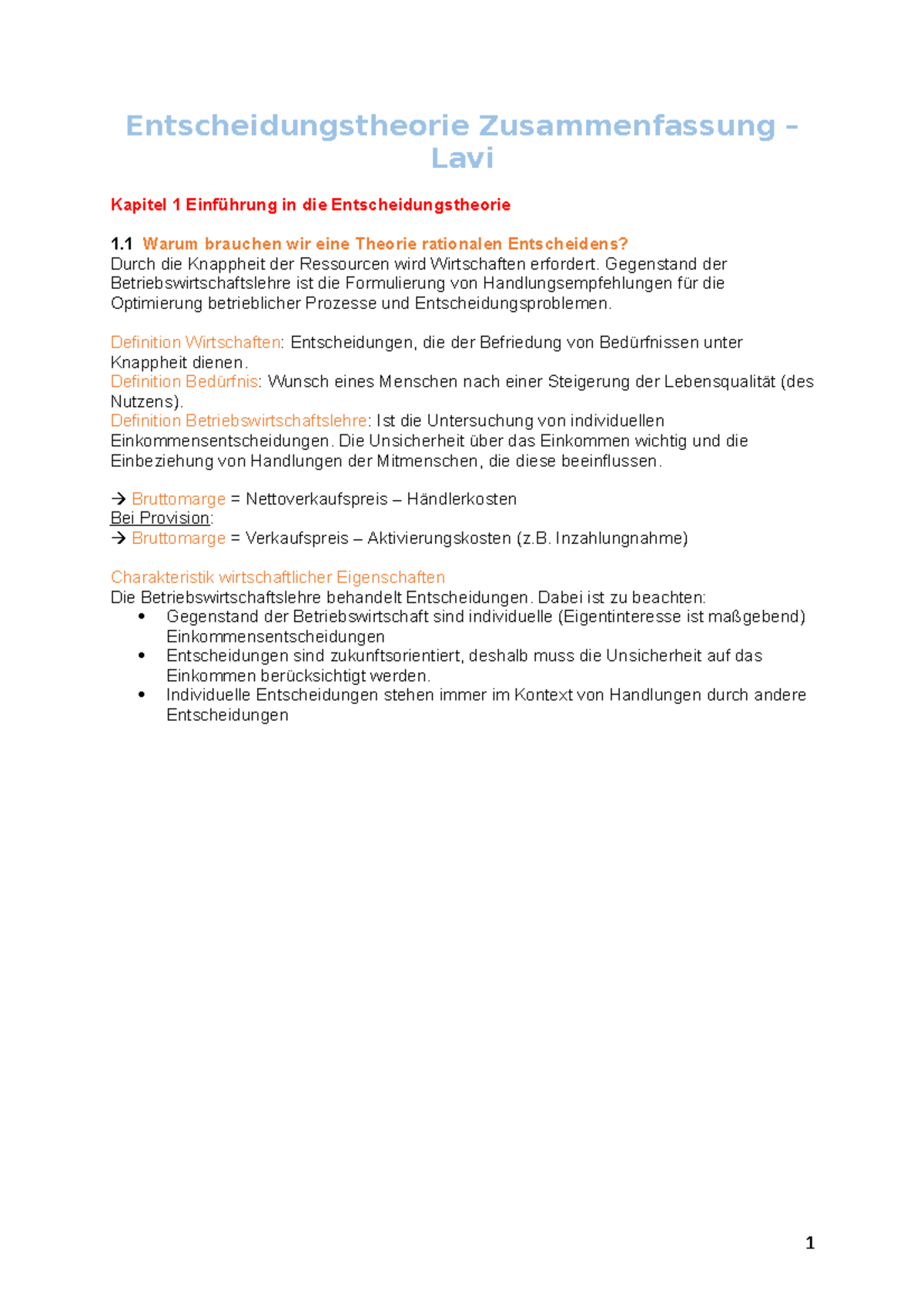 befriedung definition Entscheidungstheorie Zusammenfassung: Grundlagen und Modelle SS 2015
