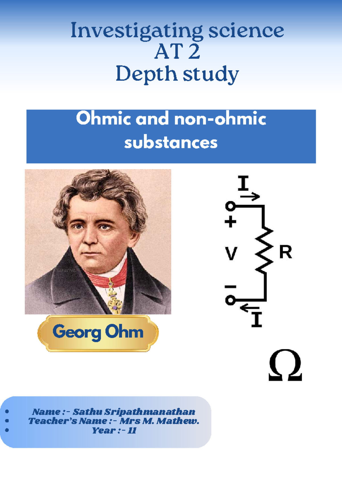 AT 2 Depth Study: Ohmic vs Non-Ohmic Substances in Year 11 - Studocu