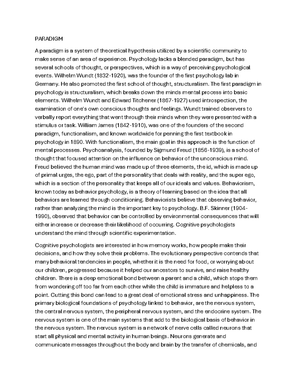 Paradigm - PARADIGM A paradigm is a system of theoretical hypothesis ...