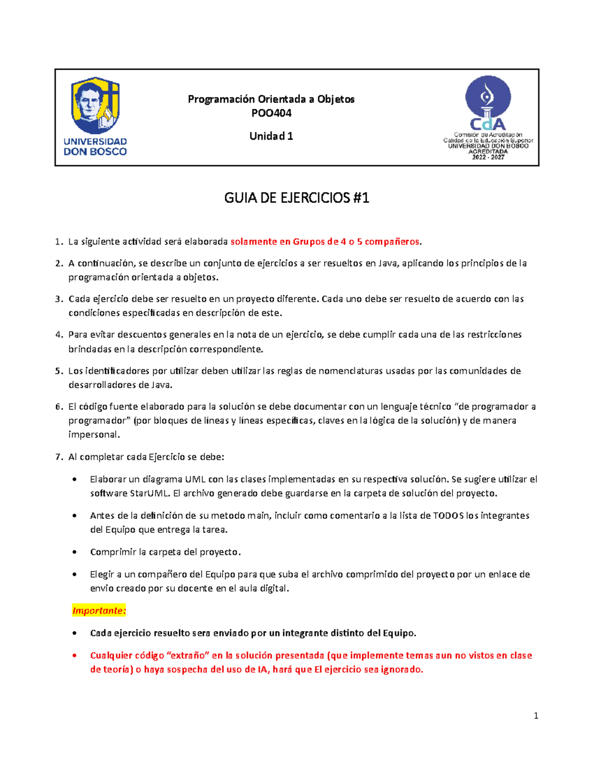 POO404 Guía de Ejercicios 1: Programación Orientada a Objetos en Java ...
