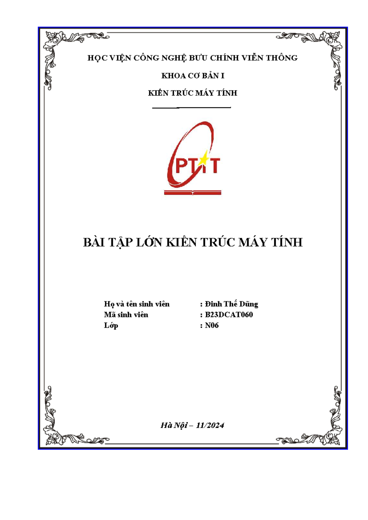 BTL KTMT - Bài Tập Lớn Kiến Trúc Máy Tính Học Kỳ 2023 - Studocu