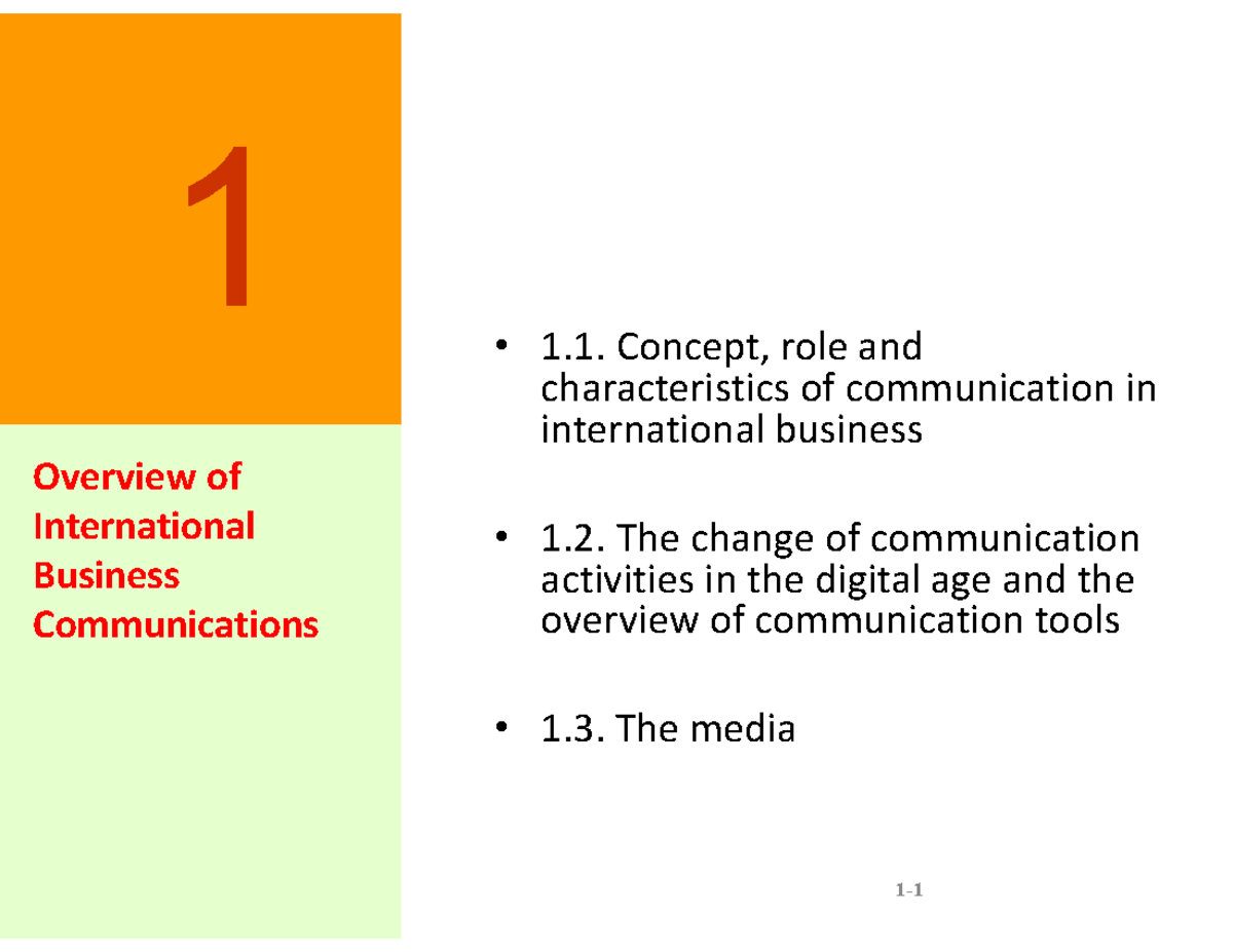 Chapter 1 - Overview of Communication in International Business - Studocu