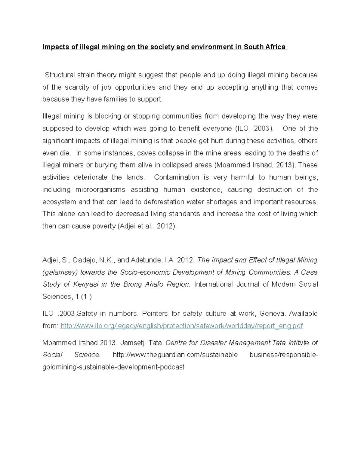 Impacts of Illegal Mining on Society & Environment in South Africa ...
