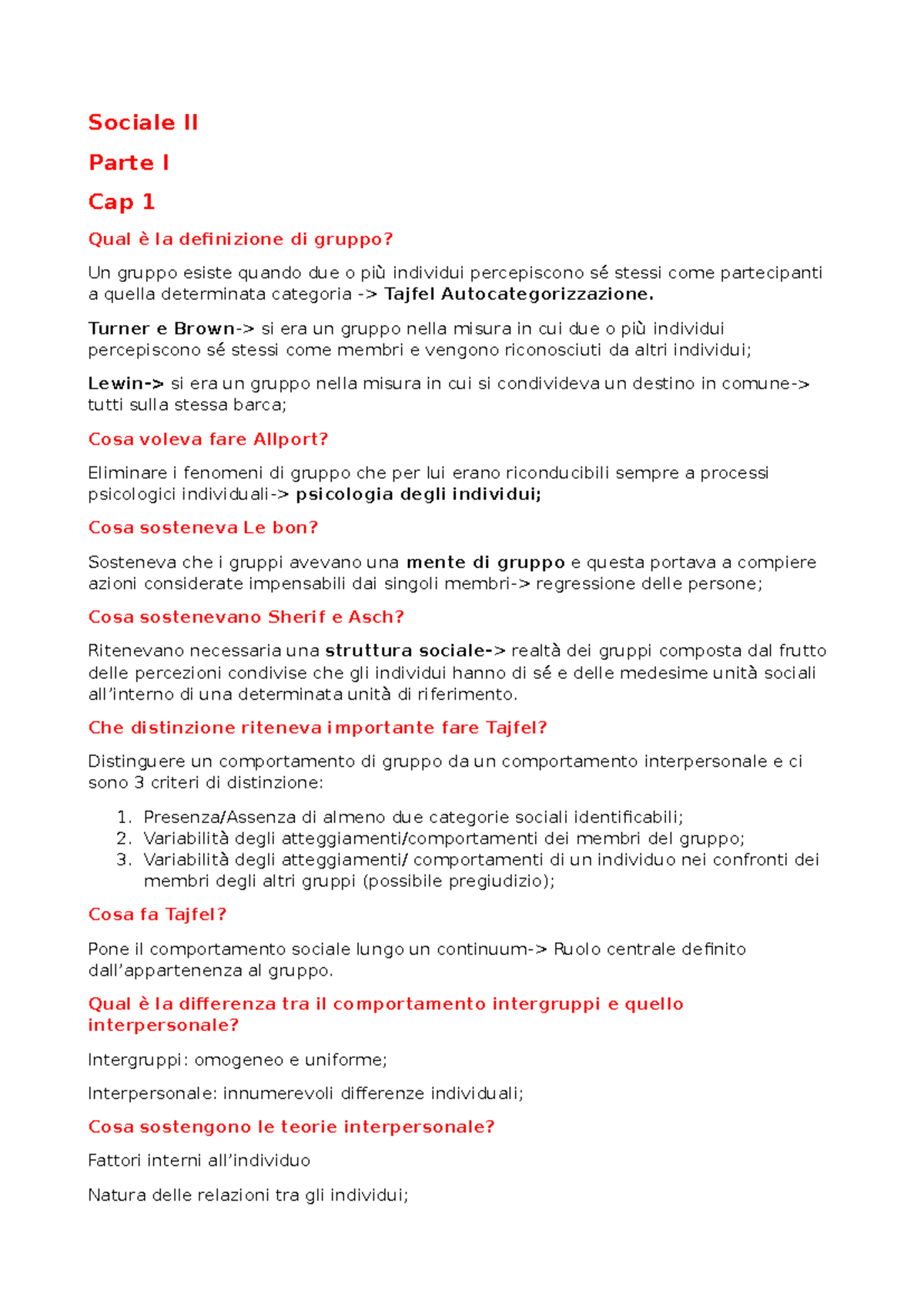 Sociale II - Domande Guida per l - Document Preview