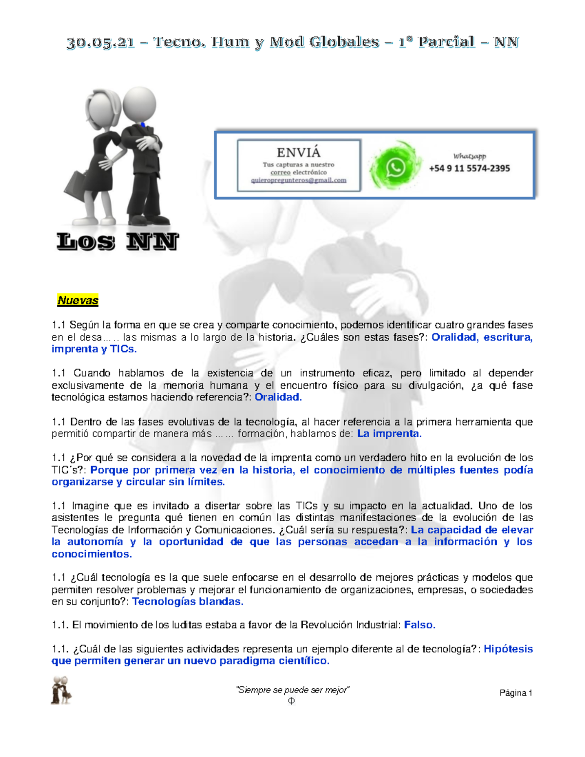 **Preguntas y Respuestas - Tecn. Hum y Mod Globales - 1° Parcial - 30.05.21** - Document Preview