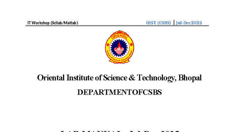IT Workshop Lab Manual (CSBS) - MATLAB Experiments & HTML Basics - Studocu
