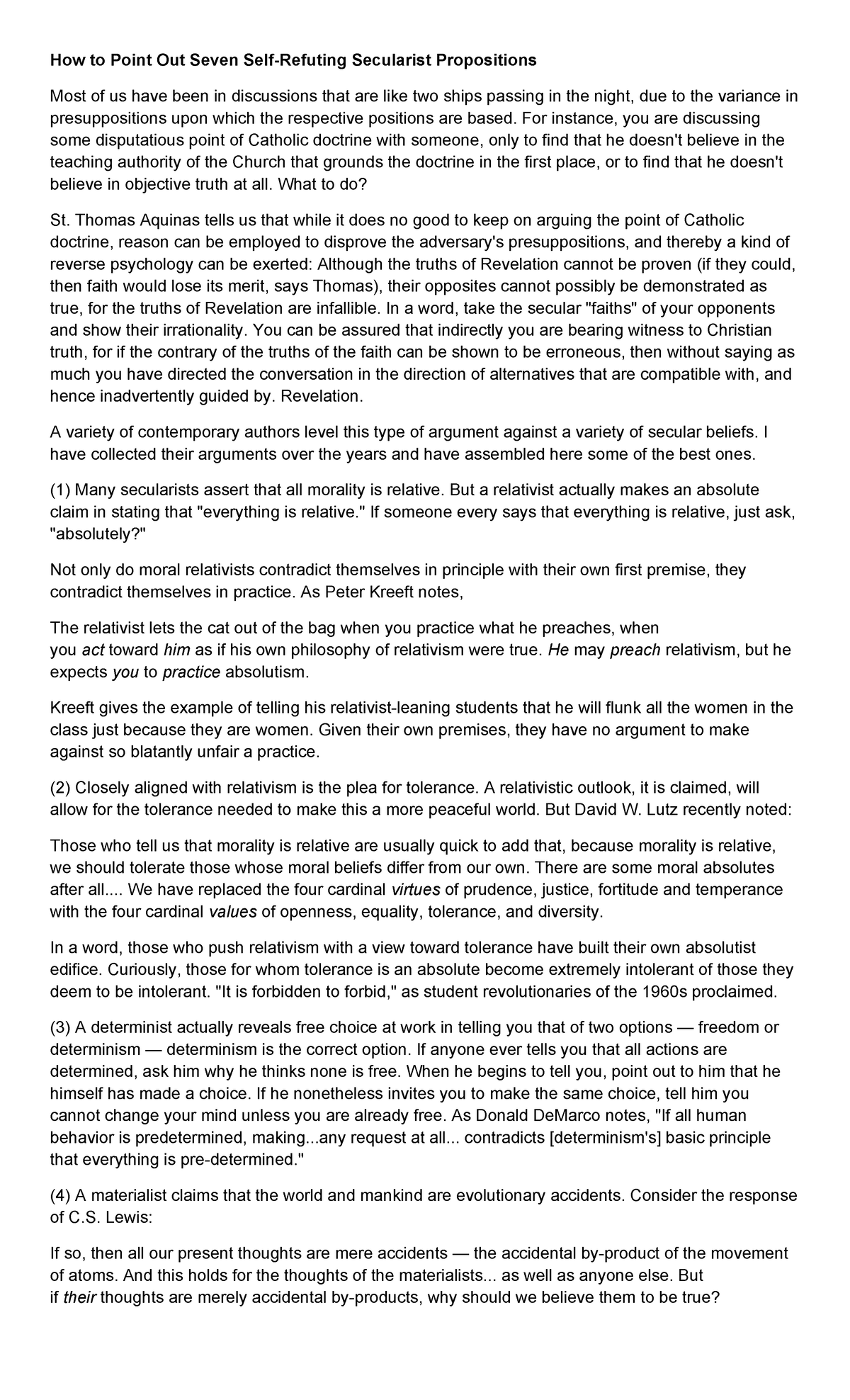 Debunking Seven Self-Refuting Secularist Propositions: A Guide - Studocu